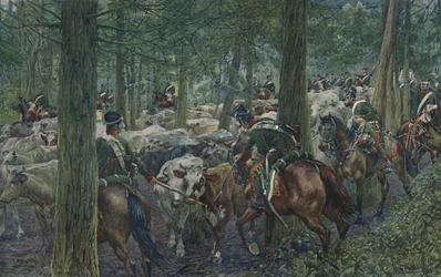 Marbots soldaten foerageren tijdens de terugtocht, 1896