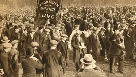 Demonstranten uit Shoreditch, Means Test protesten, Hyde Park, Londen, 1932, 1933