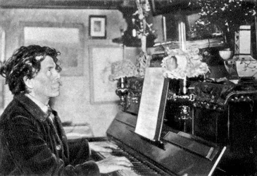 Maurice Rollinat, Franse dichter, speelt piano