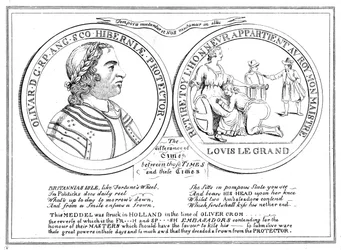 Medaille uit de tijd van Oliver Cromwell, 17e eeuw