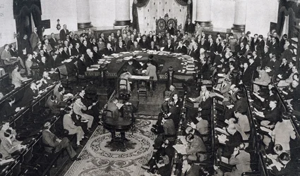 Vergadering van de Volkenbond op 10/06/1929 in het Senaatspaleis in Madrid, Spanje