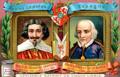 Miguel de Cervantes Saavedra en Pedro Calderon De La Barca, ca. 1900