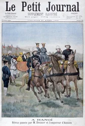 Militaire parade door Paul Doumer en de Keizer van Annam, Hanoi, Indochina, 1902