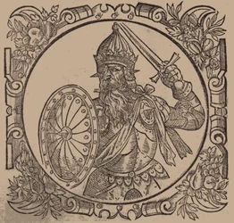 Mindaugas, Koning van Litouwen Uit: Sarmatiae Europeae desscriprio... door A. Guagnini