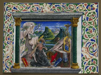 Miniatuur Uitgesneden uit een Manuscript: Sint Hiëronymus in de Wildernis, ca. 1500