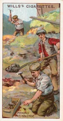 Winning van pekblende, Cornwall, Engeland, c1916