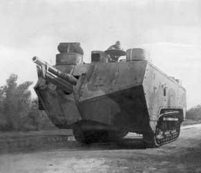 Mobiel artilleriestuk, Moronvilliers, Frankrijk, Eerste Wereldoorlog, 5 mei 1917