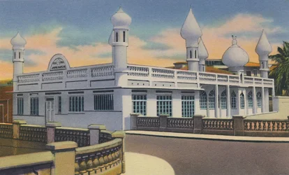 Mohammedaanse moskee, Port of Spain, Trinidad, B.W.I., ca. 1940s