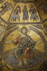 Mozaïeken die de Doopkapel in Firenze duomo bedekken. Jezus Christus, Florence, Italië