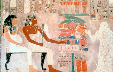 Muurschildering uit de graven van de edelen, Thebe, Luxor, Egypte