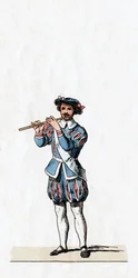 Musicus, kostuumontwerp voor Shakespeares toneelstuk, Henry VIII, 19e eeuw