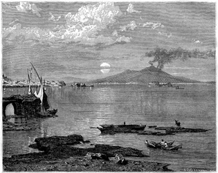 Napels en de Vesuvius, vanaf Pausilippe, Italië, 19e eeuw
