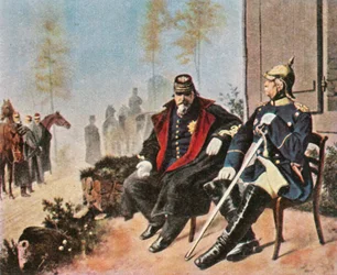 Napoleon III en Bismarck in het wevershuisje in Donchery, 2 september 1870