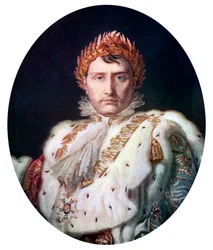 Napoleon I in zijn kroningsmantel, ca. 1804, ca. 1920