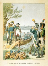 Napoleon en Massena op het eiland Lobau, mei 1809
