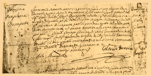 Geboorteakte van Napoleon, 19 juli 1782, 1921.