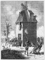 Napoleons troepen verdedigen een telegraaftoren