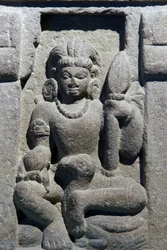 Nationaal museum van India, Delhi. Karttikeya. Gupta, 6e eeuw n.Chr., Varanasi (Uttar Pradesh). Steen. Detail. India.