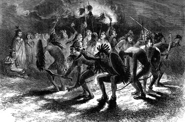 Native American scalp dance, 17e eeuw-ca. 1880