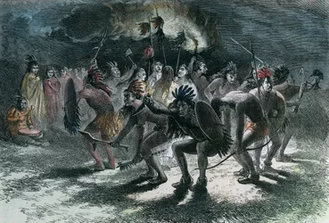 Inheemse Amerikaanse scalpdans, c1875