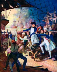 Nelson bij de Slag om de Nijl, 1798, ca. 1920