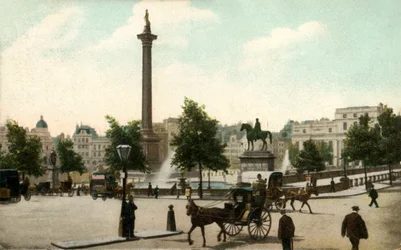 Nelsons Column en Trafalgar Square, Londen, 1906