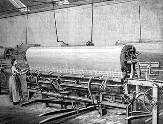 Netweefgetouw in de Stuarts fabriek, ca. 1880