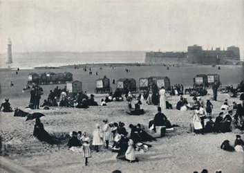 New Brighton - toont de haven en de vuurtoren, 1895