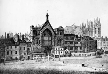 New Palace Yard, Westminster, in de 18e eeuw, ca. 1905