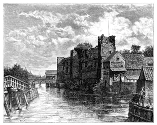 Newark Castle en de rivier Trent, Newark-on-Trent, Nottinghamshire