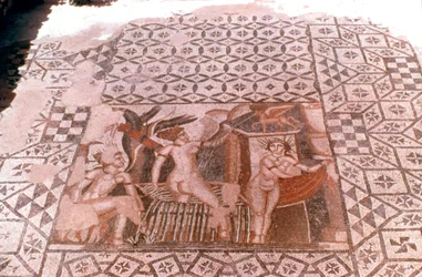 Nimfen, Romeins mozaïek, Volubilis, Marokko