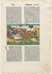 Offer van het Paaslam uit de Duitse Bijbel uitgegeven door Anton Koberger, Neurenberg, 1483