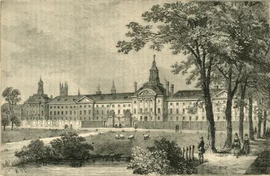 Oud Bethlehem Hospital, Moorfields, omstreeks 1750, ca. 1872
