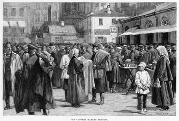 Oude klerenmarkt, Moskou, 19e eeuw