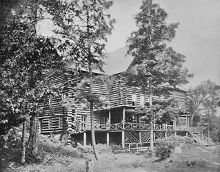 Oude blokhut, Lake Placid, Adirondacks, New York
