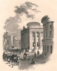 Oude stadhuis en commerciële gebouwen, Leeds, 19e eeuw