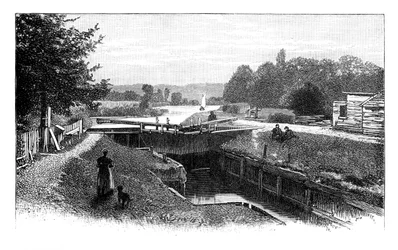 Oude Windsor Lock, rivier de Theems, Berkshire, ca. 1888