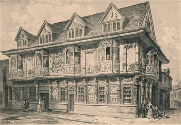 Oud huis in Ipswich, Suffolk, 1915