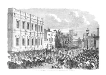 Opening van het parlement - De koninklijke processie die Whitehall passeert, 1854