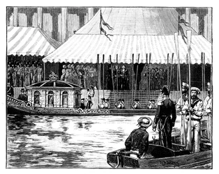 Opening van de London Coal Exchange, Koninklijke Processie, Custom-House Quay, Londen, ca. 1888