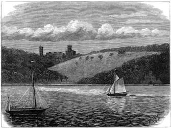 Osborne House, Isle of Wight, gezien vanaf de zee, eind 19e eeuw
