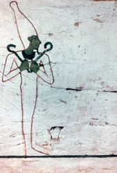 Osiris de god van de Doden, detail sarcofaag van De Dame van Madja, 18e Dynastie