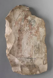 Ostracon: Ramses II gezoogd door een godin, ca. 1279-1213 v.Chr.