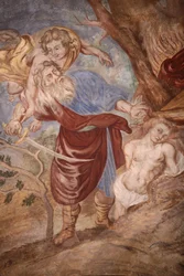 Onze-Lieve-Vrouw van Tenhemelopneming kerk. Abraham offert zijn zoon, Cordon, Frankrijk