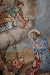 Onze-Lieve-Vrouw van Hemelvaart kerk. Jezus biddend in Getsemani Cordon Frankrijk