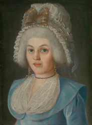 Portret van een dame met kanten muts