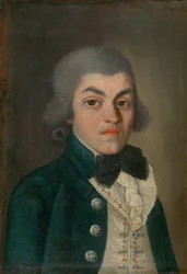 Portret van een heer met geplooide jabot