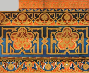 Geverfd houten plafond in de kathedraal van Messina, Sicilië, Italië, 1928