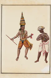 Paar mannelijke tempeldansers, 1820-1825