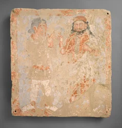 Paneel met de god ZeusSerapisOhrmazd en aanbidder, ca. 3e eeuw n.Chr.